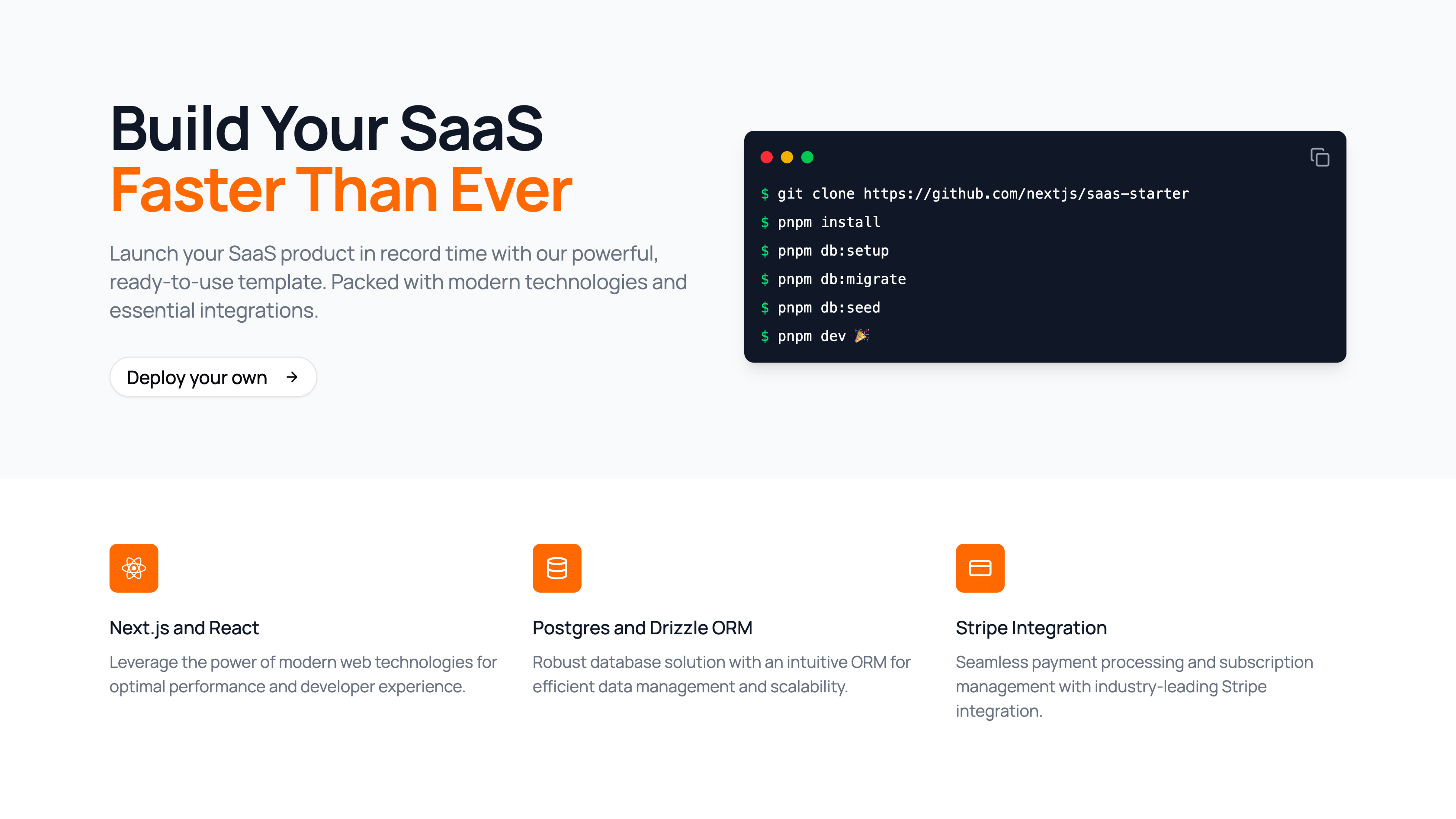 Next.js SaaS Starter: 开源的 Nextjs SaaS 模版