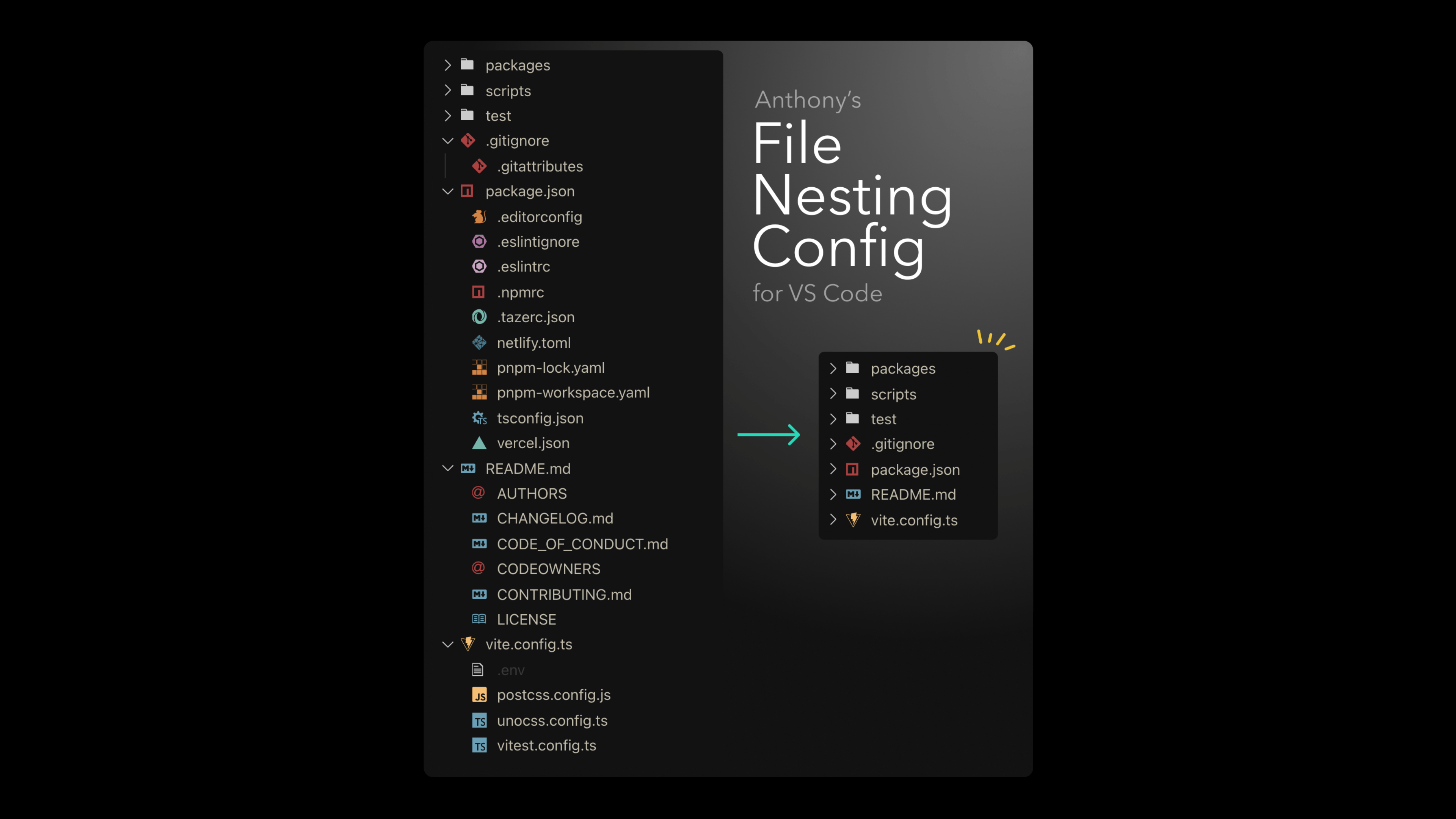 VS Code File Nesting Config: 利用 VS Code 的文件嵌套功能使你的文件树更简洁
