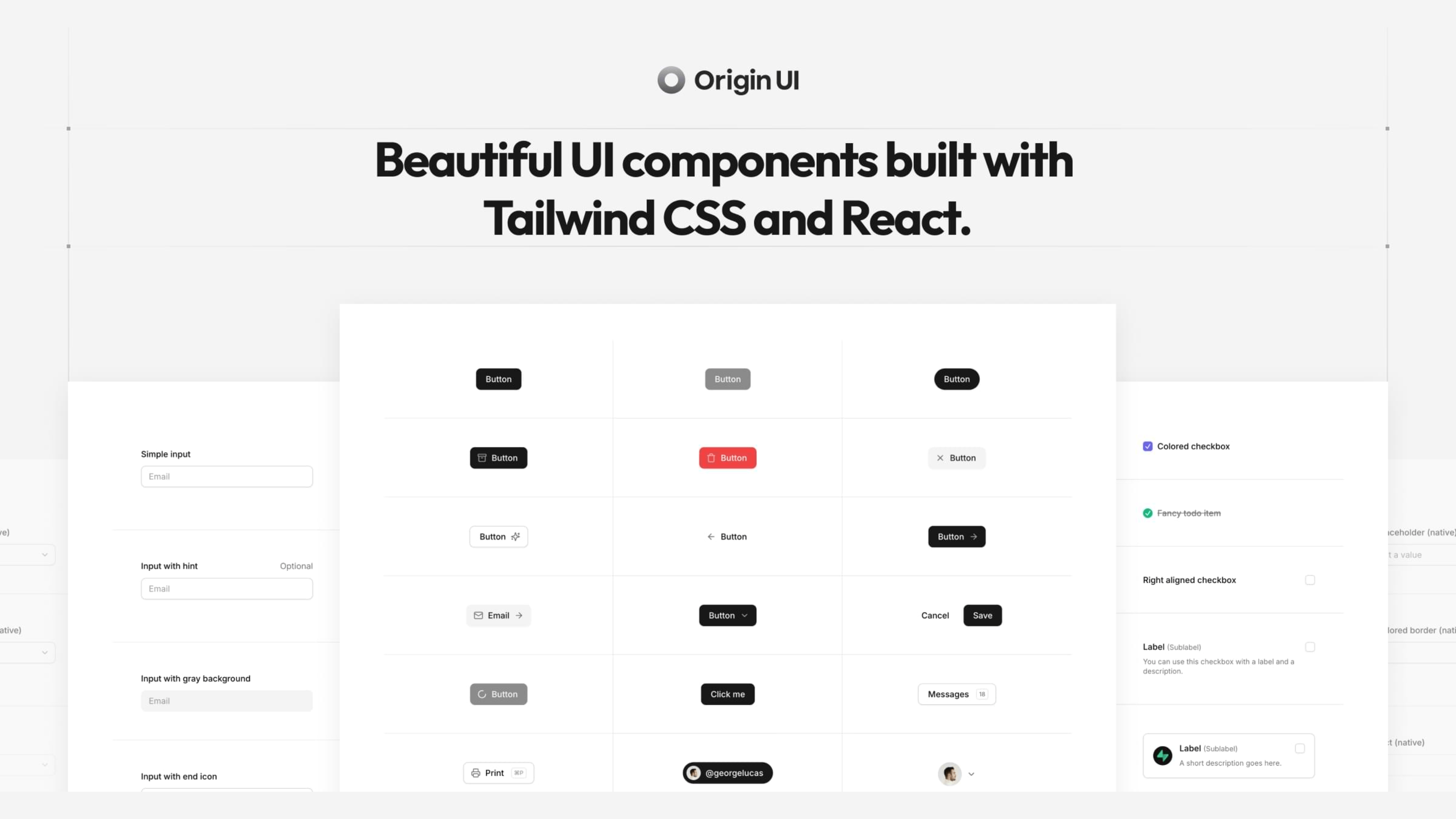 Origin UI: 基于 Tailwind CSS 和 React 的可复用组件库
