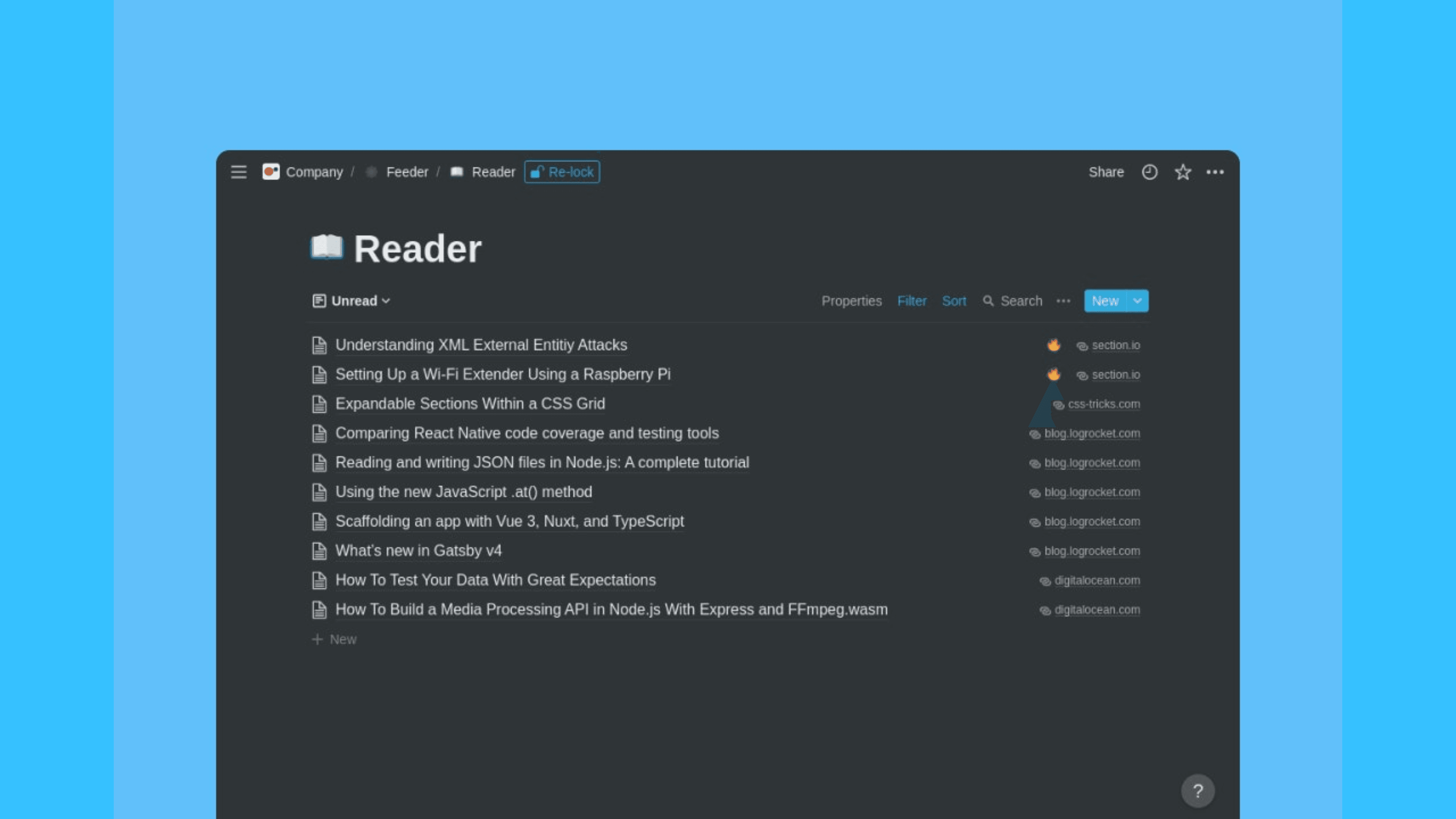 Notion Feeder: 在 Notion 中阅读 RSS Feed