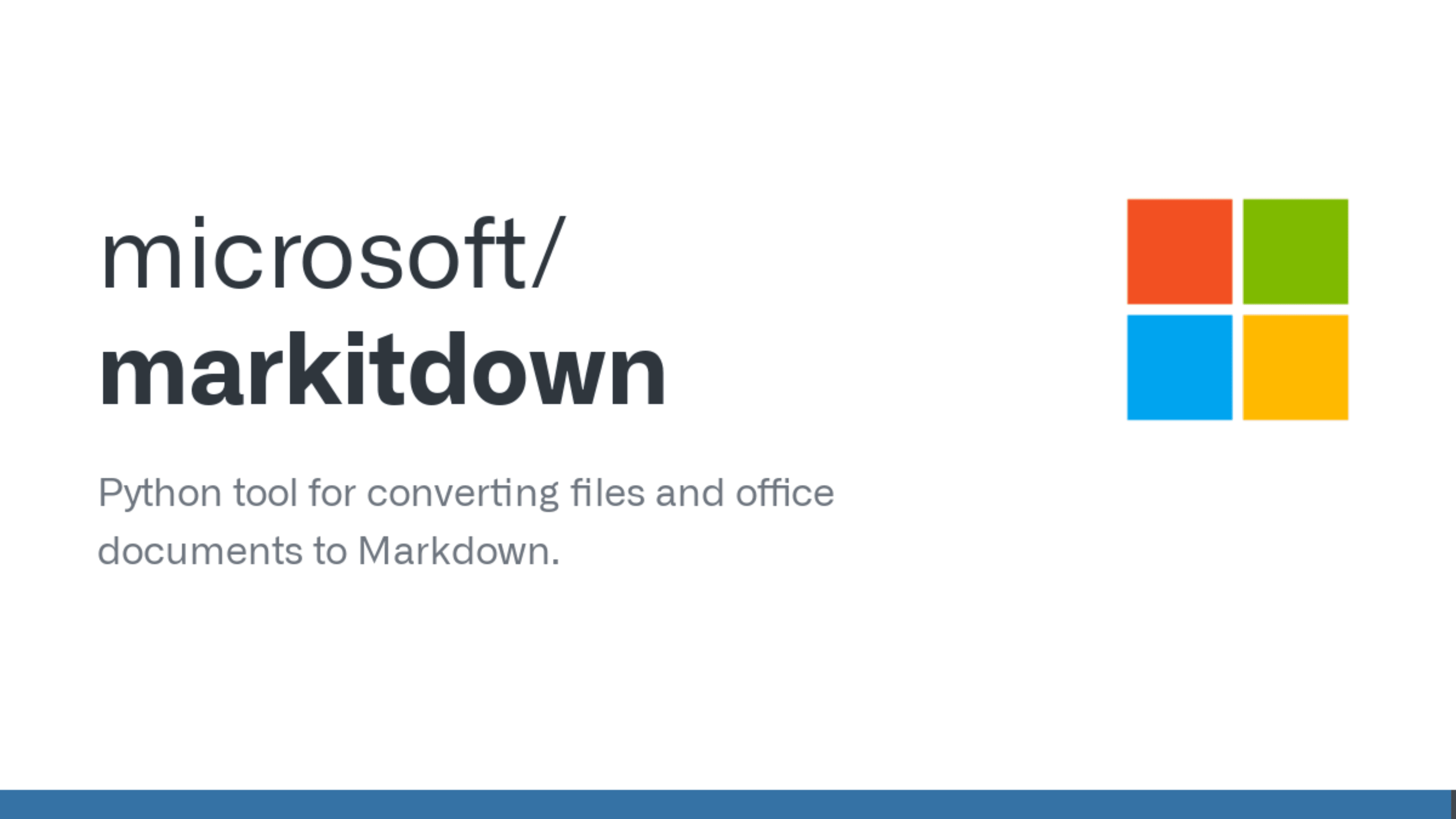 MarkItDown: 微软开源的文档转 Markdown 工具