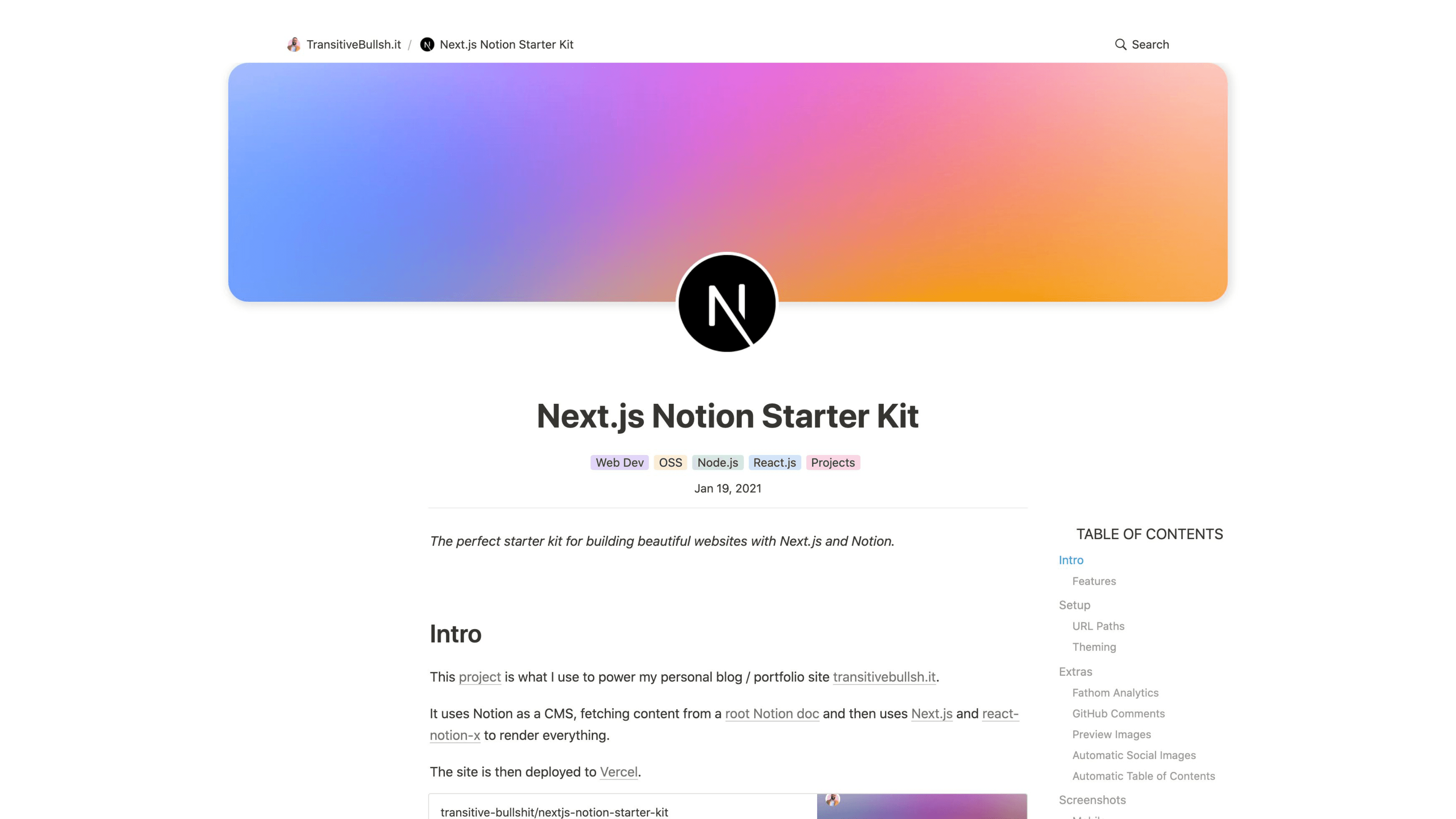 Next.js Notion Starter Kit —— 使用 Notion 搭建网站