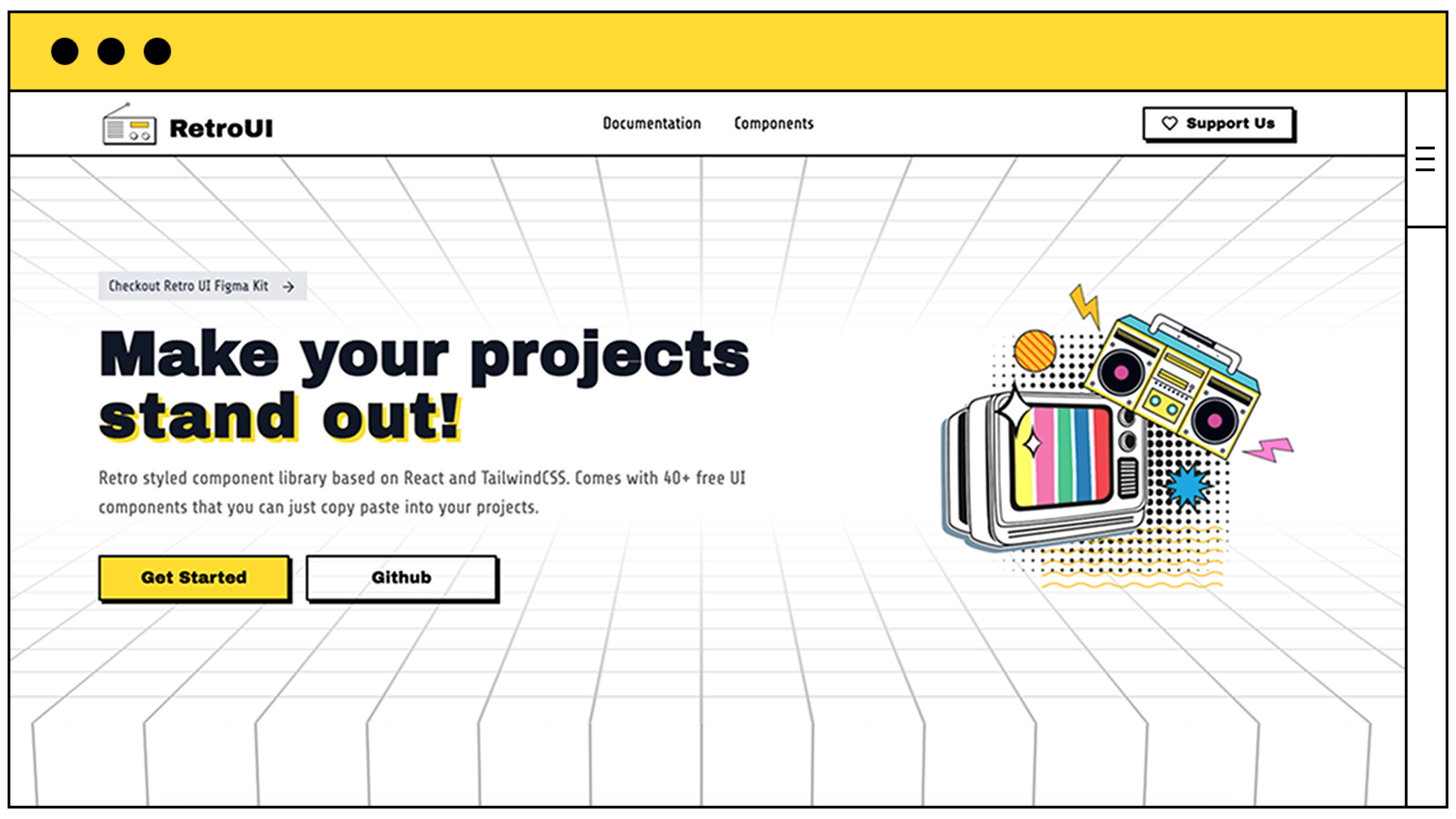 RetroUI: 复古风格的现代网页应用 UI 组件库