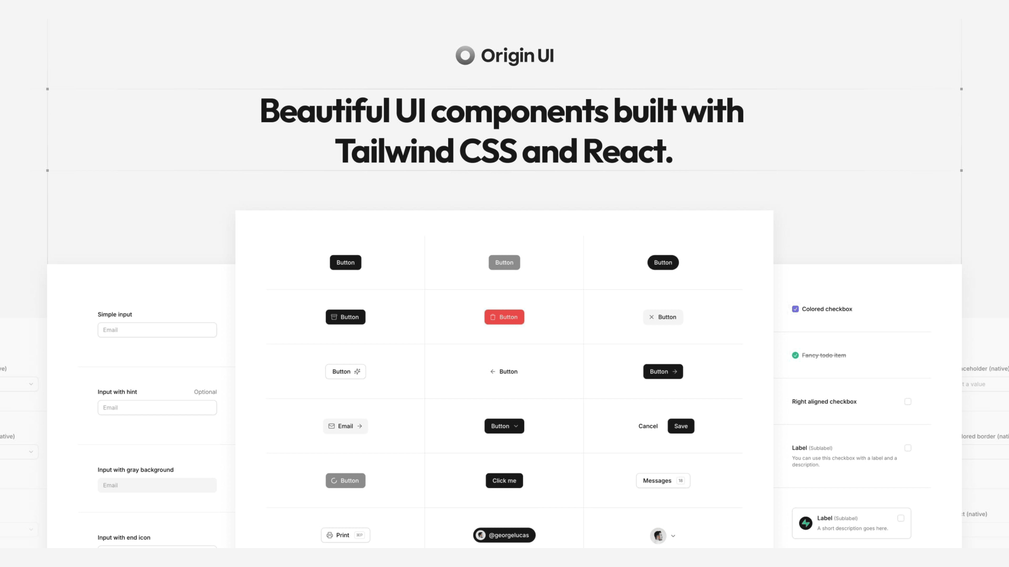 Origin UI: 基于 Tailwind CSS 和 React 的可复用组件库