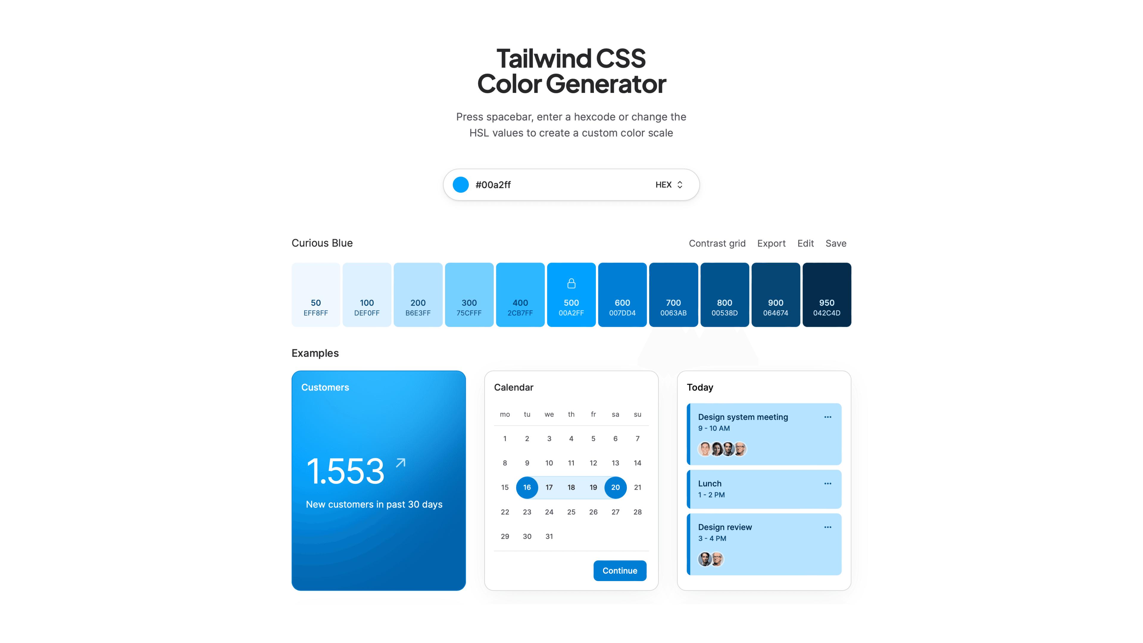 UI Colors: Tailwind CSS 颜色生成器 & 编辑工具