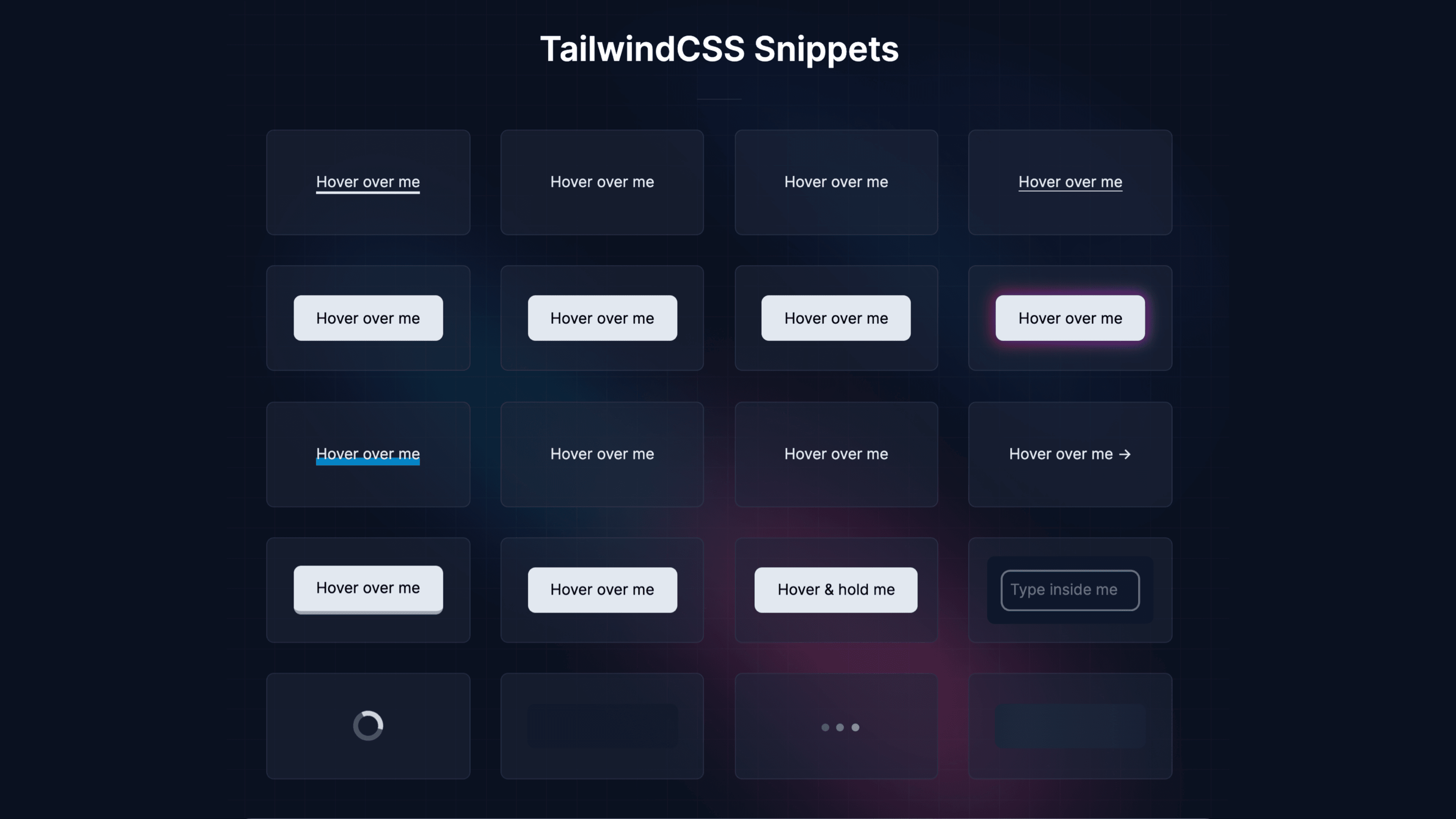 TailwindCSS Snippets: 为 Tailwind CSS 制作的动画片段集合