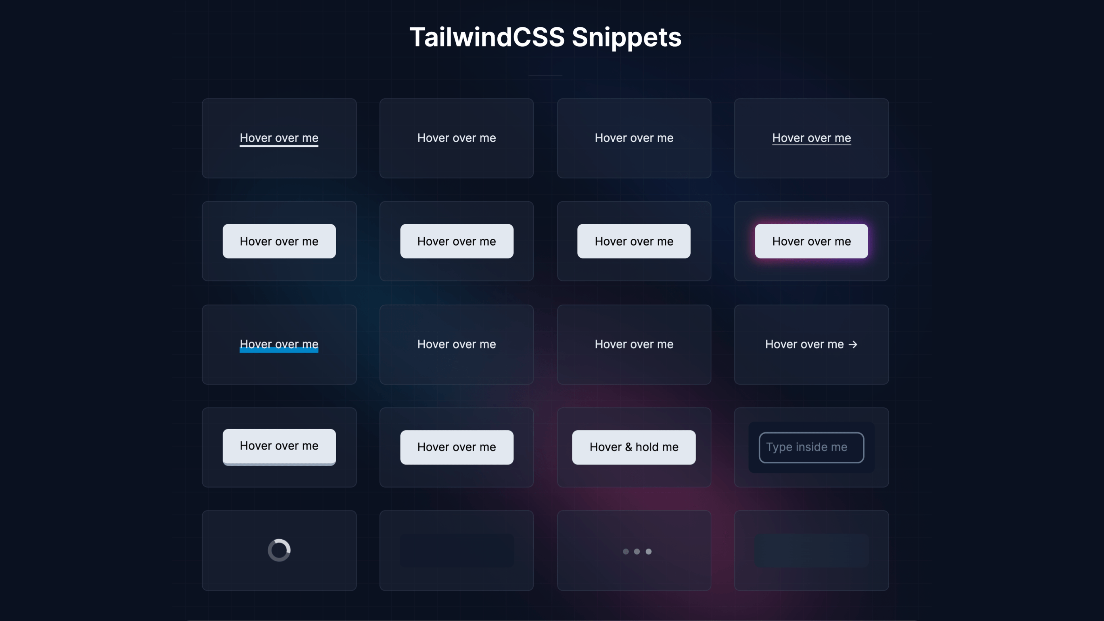 TailwindCSS Snippets: 为 Tailwind CSS 制作的动画片段集合